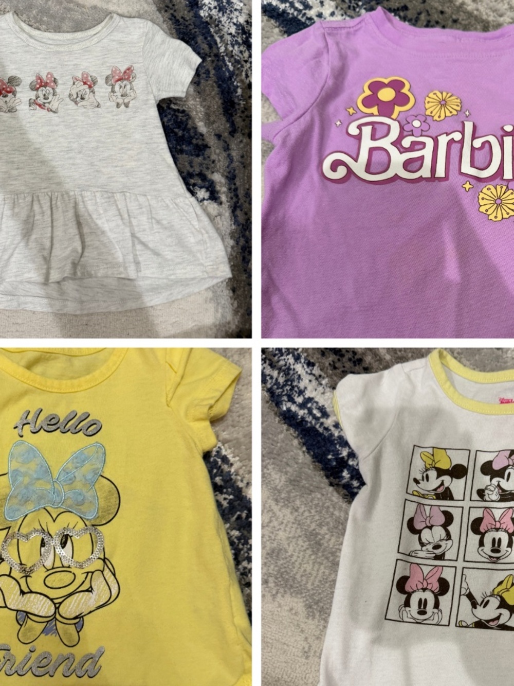 Girls 2T Minnie Mouse Barbie Graphic Shirt Bundle 4 Tops Disney